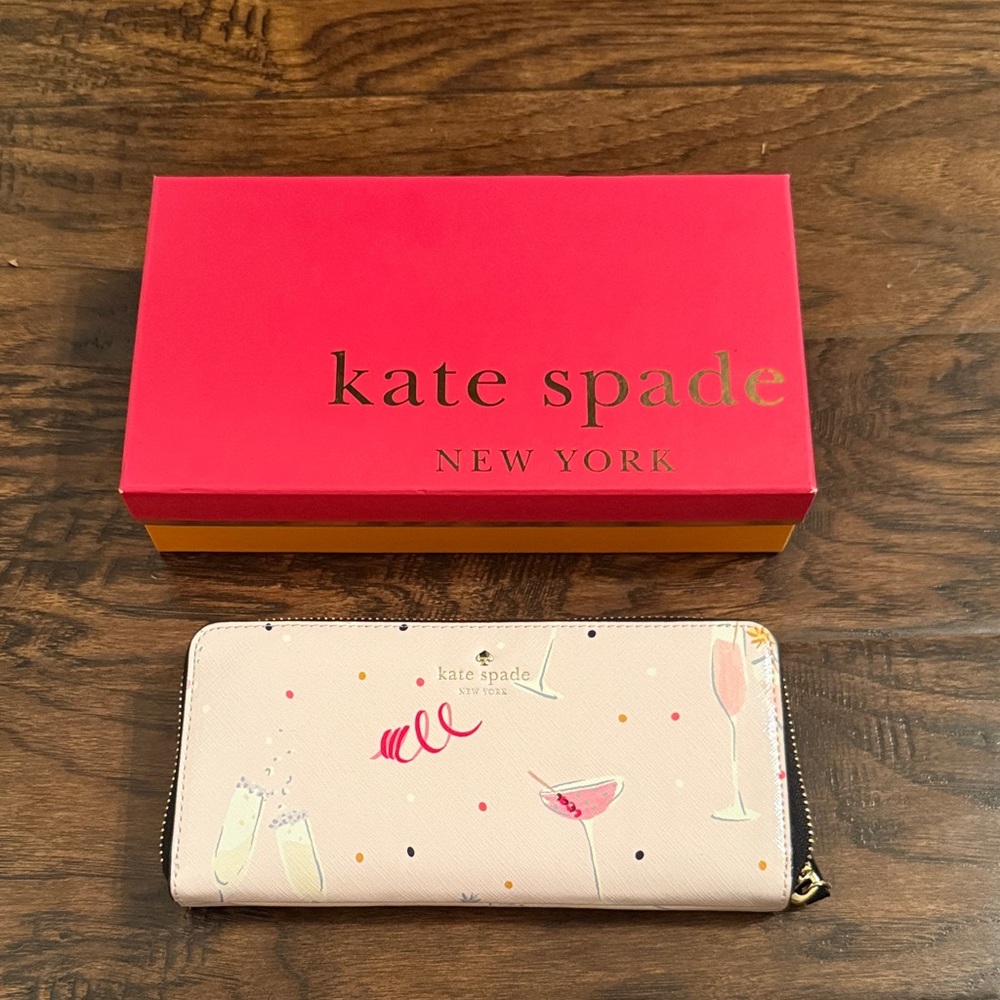 Kate Spade Pink Wallet with Cocktail Design
